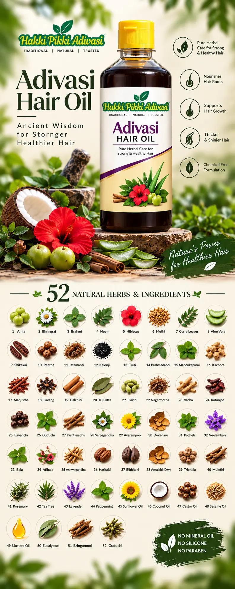 original adivasi hair oil ingredients and herbs name list